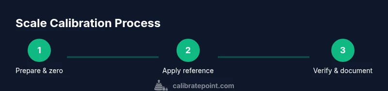 Infographic showing a three-step scale calibration process on dark theme.