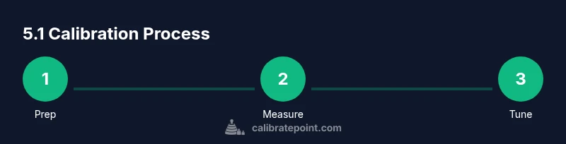 Infographic showing a 3-step process for calibrating a 5.1 system