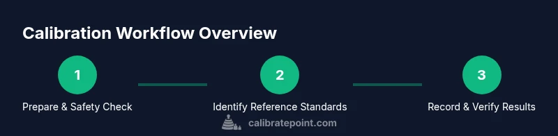 Three-step calibration workflow diagram in dark theme