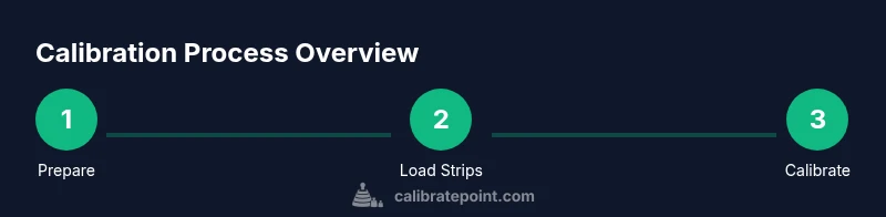 Process diagram showing a three-step calibration workflow for the OneTouch Verio