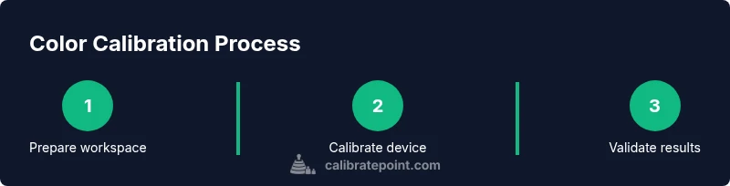 Process diagram showing color calibration steps for a laptop