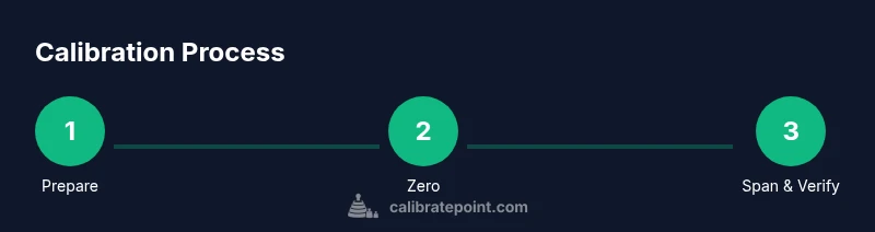 Tailwind HTML infographic showing a three-step calibration process for a digit z scale.