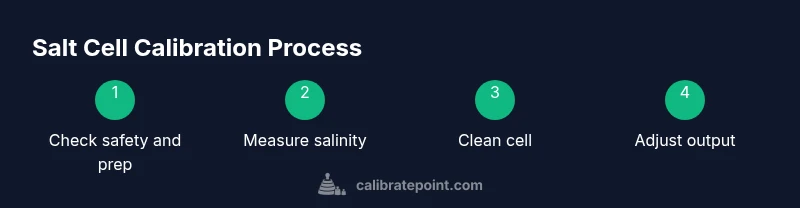 Infographic showing a step-by-step process to calibrate a Hayward salt cell