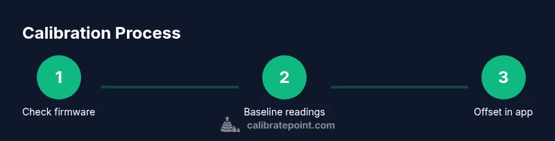 Process diagram showing a three-step calibration workflow for a Govee sensor