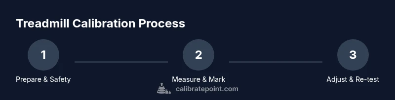 Process infographic showing treadmill calibration steps