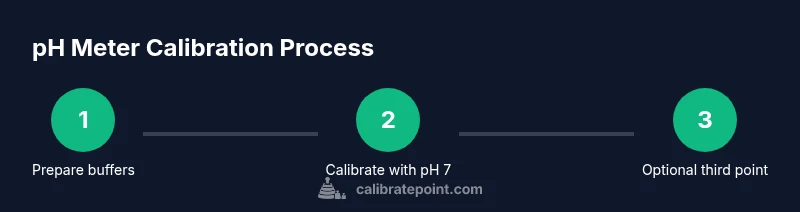 Process diagram showing three-step pH meter calibration
