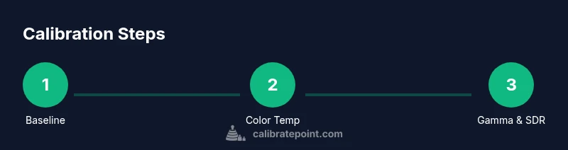 Process infographic showing steps to calibrate a Samsung TV
