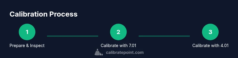 Process infographic showing two-point pH meter calibration steps