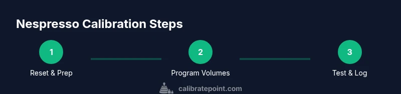 Infographic showing a 3-step Nespresso calibration process