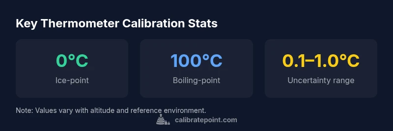 Thermometer calibration infographic showing fixed points and uncertainty
