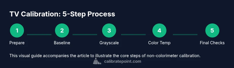 Tailwind-styled infographic showing a 5-step TV calibration process