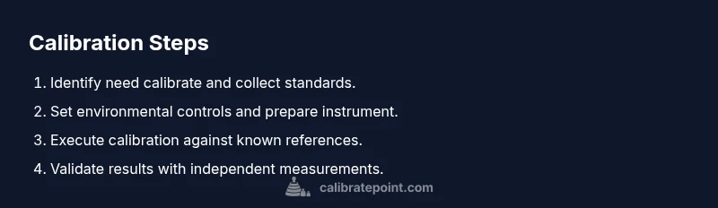 Process diagram of a calibration workflow showing stages from need to record.