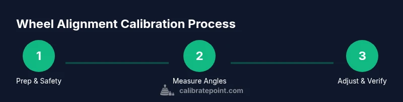 Process diagram showing wheel alignment calibration steps