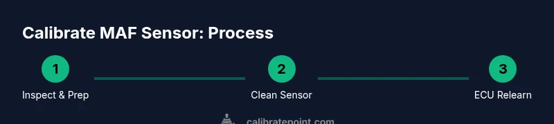 Process infographic showing steps to calibrate a MAF sensor