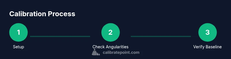 Infographic showing a 3-step calibration process for a total station