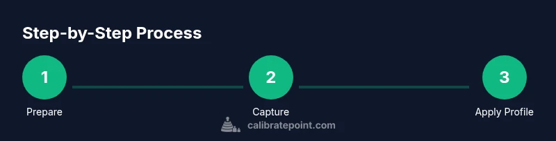 Infographic showing steps to calibrate a monitor using an iPhone