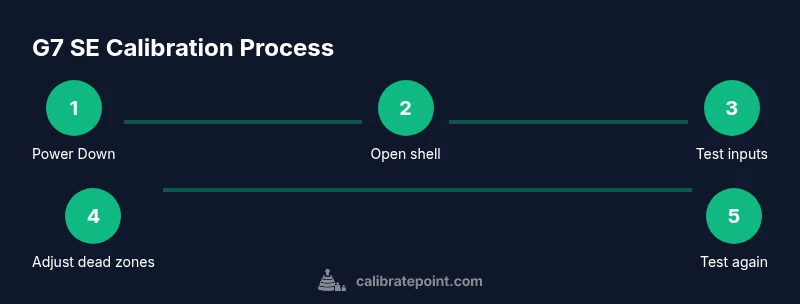 Infographic showing a 5-step calibration process for the Gamesir G7 SE