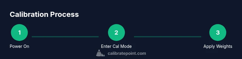 Infographic showing a three-step calibration process for a scale