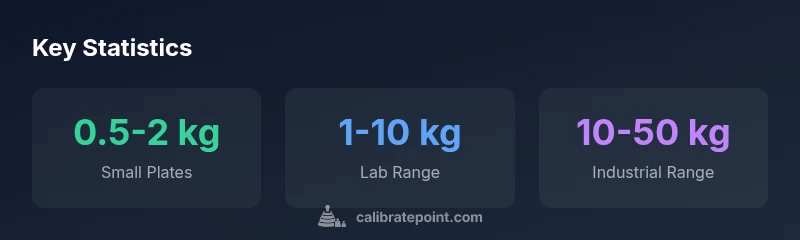 Infographic showing weight ranges for calibrated plates by size category