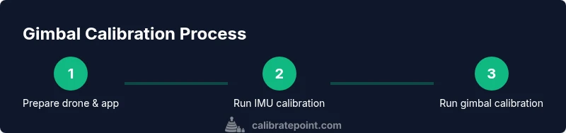 Infographic showing 3-step gimbal calibration for DJI Mini 3